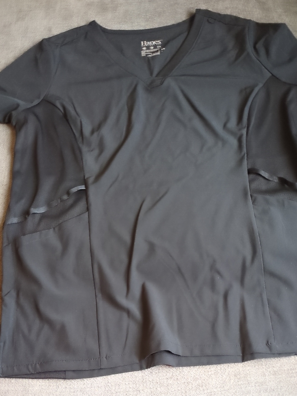 Hanes Black V-Neck Scrubs